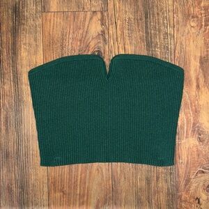 Wild Fable Dark Green Strapless Ribbed Crop Top